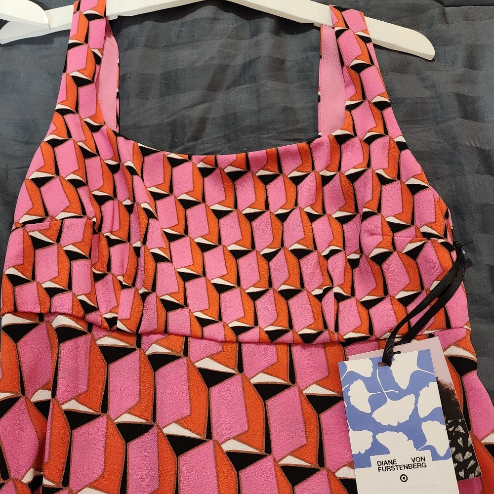 Geometric Pink and Orange Dress